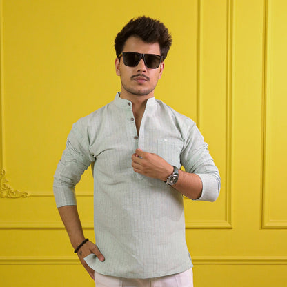 Green Softline Full Sleeves Short Kurta