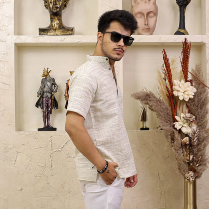 Green Abhilasha Pure Cotton Half Sleeve Short Kurta