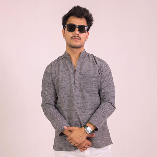 Grey Dark Jharna Full Sleeves Short Kurta