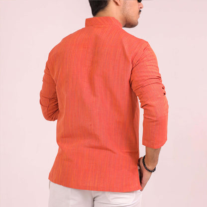 Orange Threadline Full Sleeves Kurta Pant Combo Set