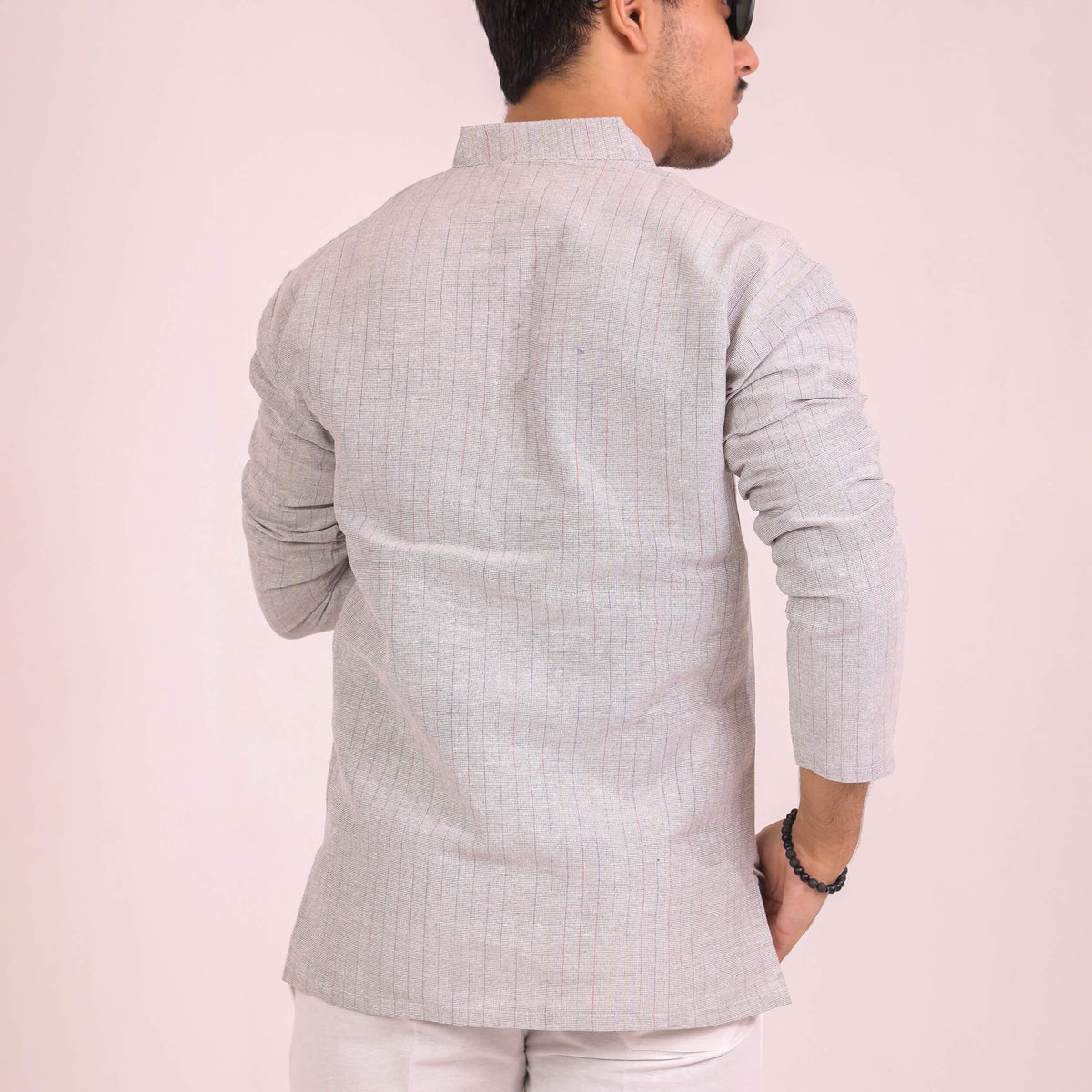 Grey Softline Full Sleeves Short Kurta