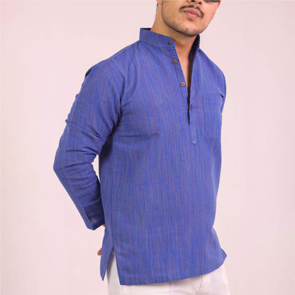 Blue Threadline Full Sleeves Kurta Pant Combo Set