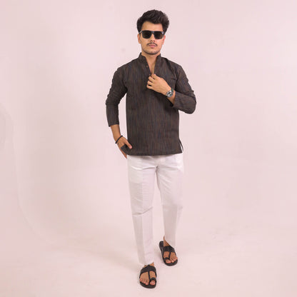 Black Threadline Full Sleeves Kurta Pant Combo Set