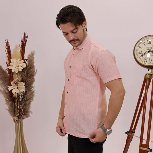 Orange Softline Cotton Shirt for Men | Half Sleeves