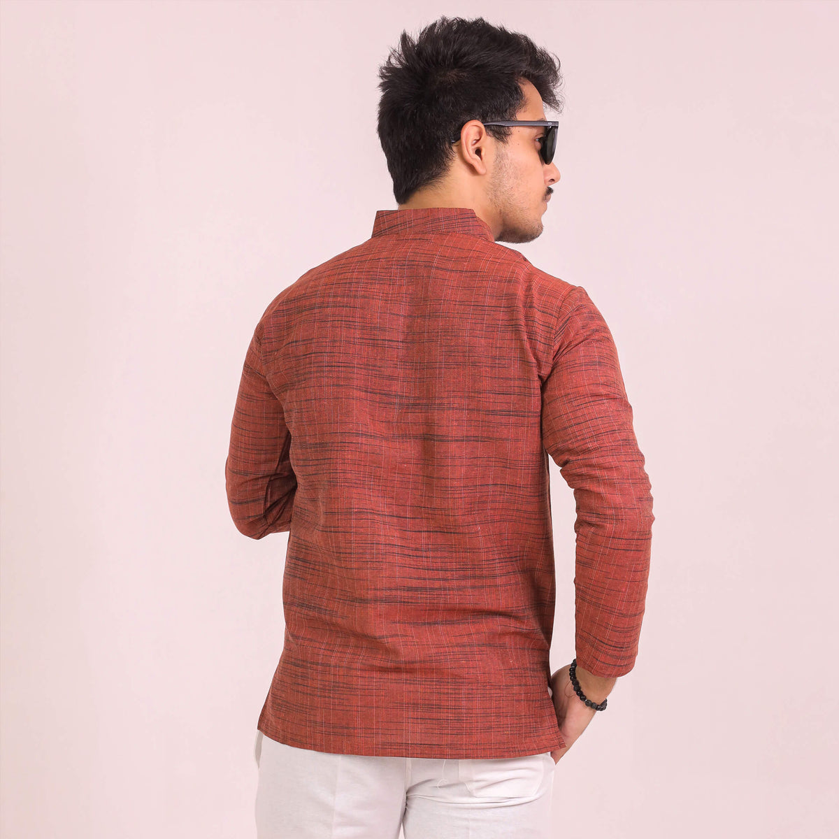 Orange Dark Jharna Full Sleeves Kurta Pant Combo Set