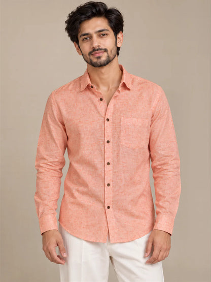 Orange Light Slub Full Sleeve Shirt