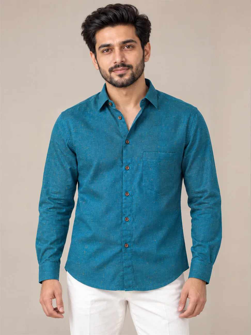 Blue Dark Slub Full Sleeve Shirt