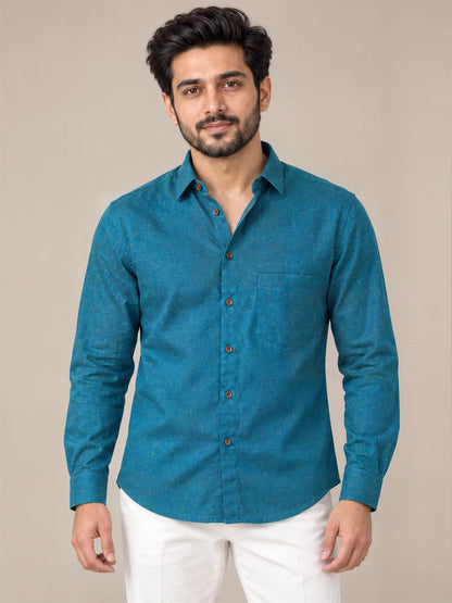 Blue Dark Slub Full Sleeve Shirt