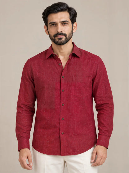 Mahroon Dark Slub Full Sleeve Shirt