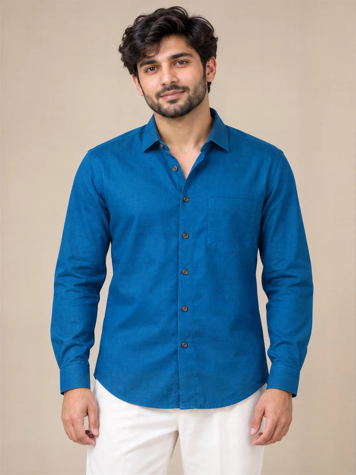 Dark Blue Milky Cotton Full Sleeve Shirt