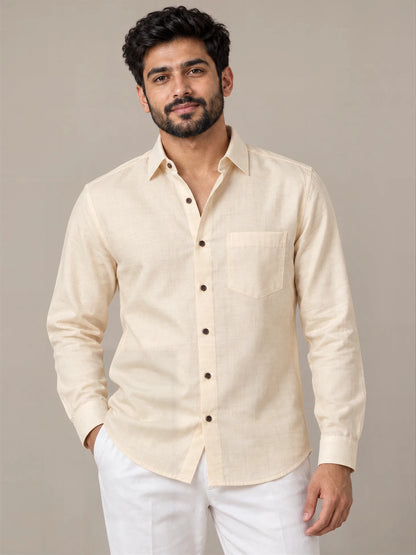 Milky Cotton Cream Full Sleeve Shirt