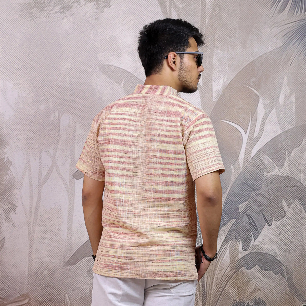 Pink Pure Cotton Zebra Fabric Half Sleeve Short Kurta
