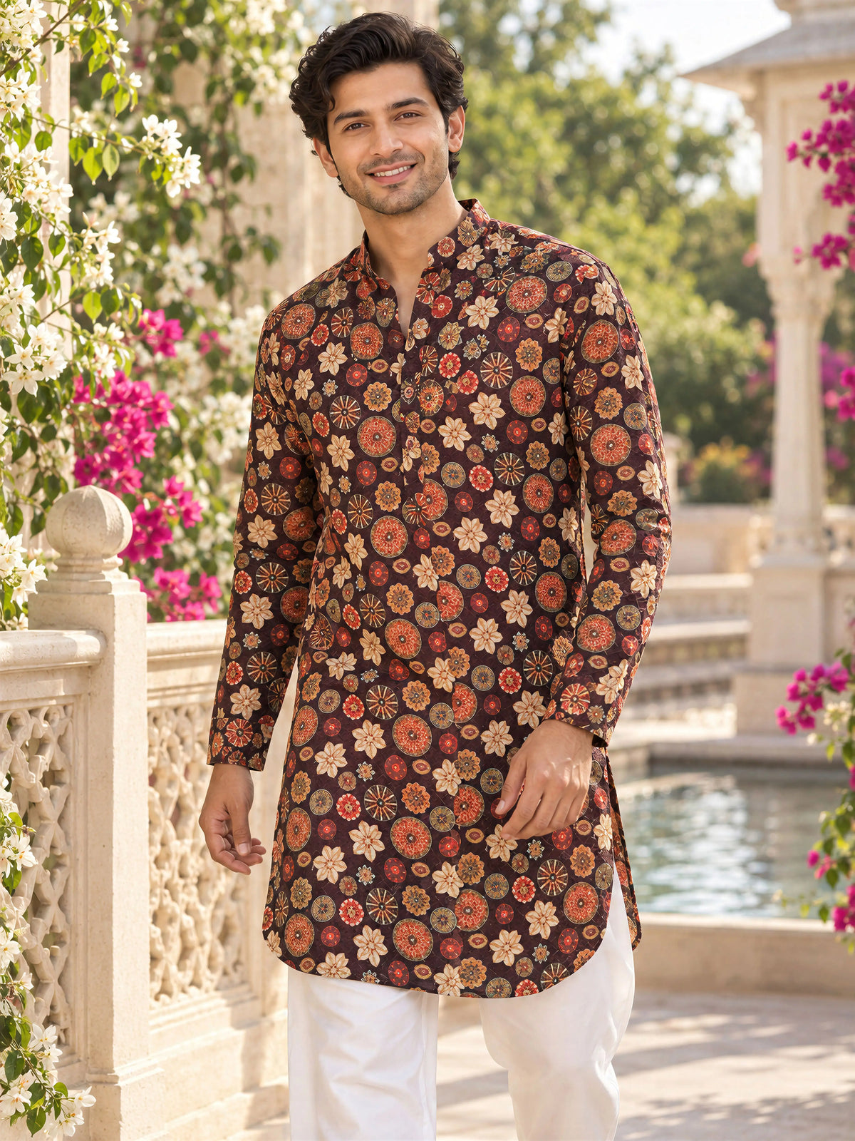 Wine Maharaja Printed Men's Kurta
