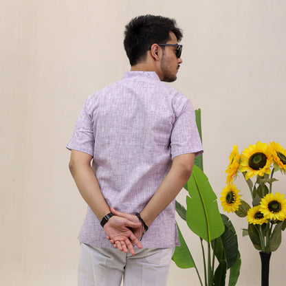 Purple Soft Linen Cotton Blend Half Sleeve Kurta