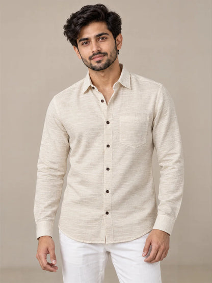 Shudh Linen Cream Full Sleeve Shirt
