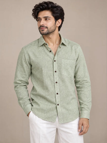 Mint Green Light Slub Full Sleeve Shirt