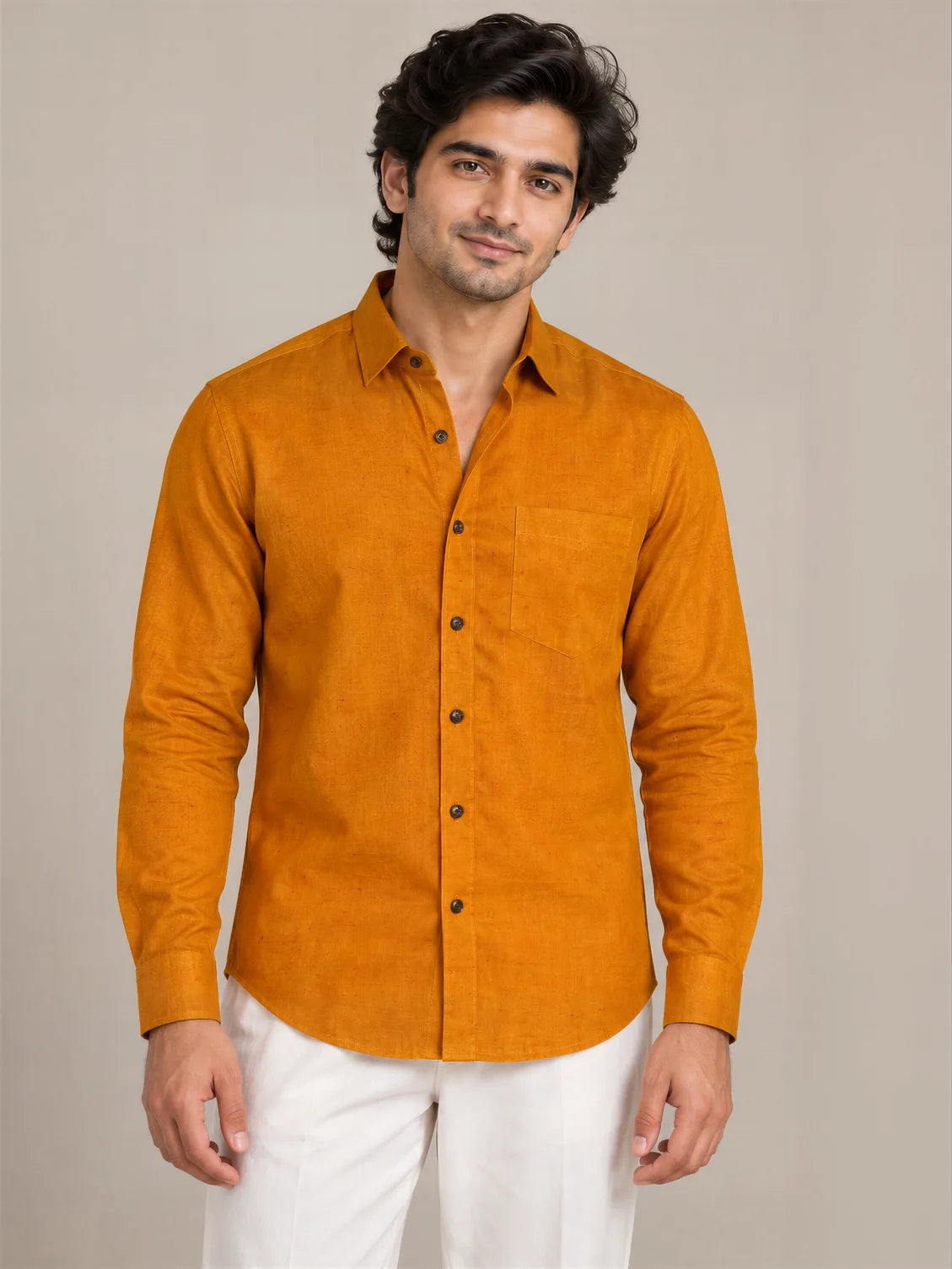 Yellow Dark Slub Full Sleeve Shirt