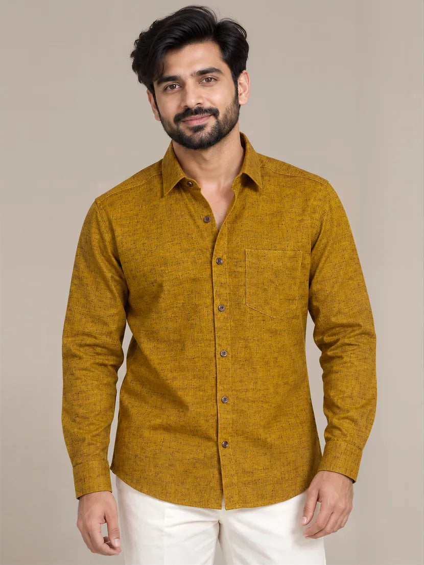 Mustard Dark Slub Full Sleeve Shirt