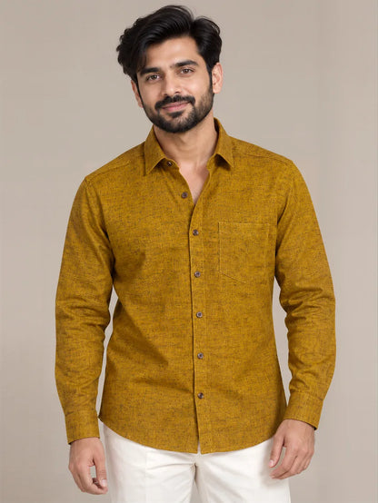 Mustard Dark Slub Full Sleeve Shirt