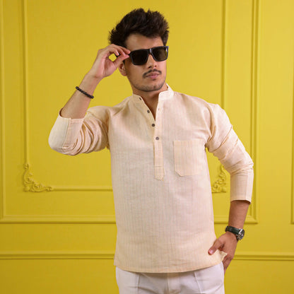 Yellow Softline Full Sleeves Short Kurta