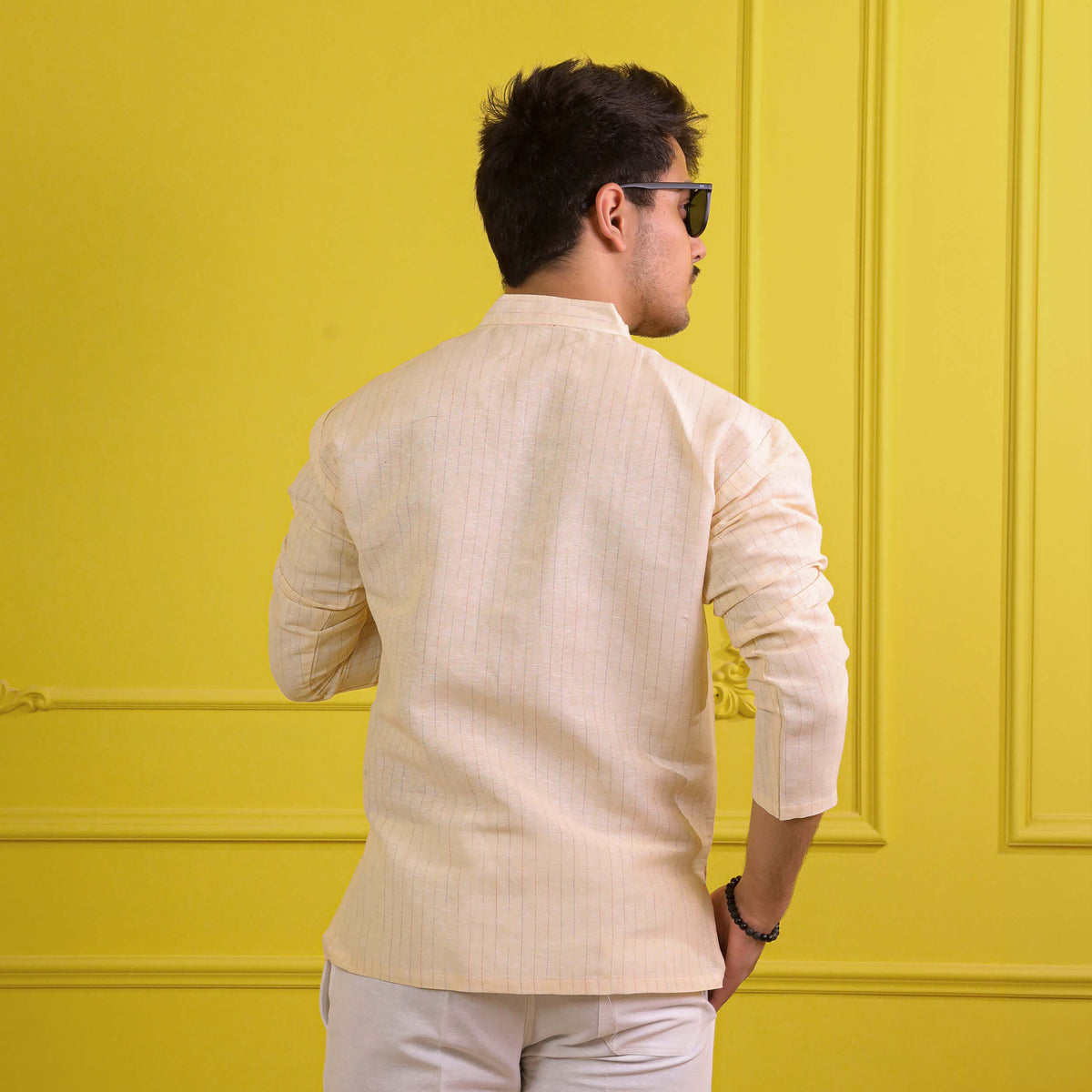 Yellow Softline Full Sleeves Short Kurta