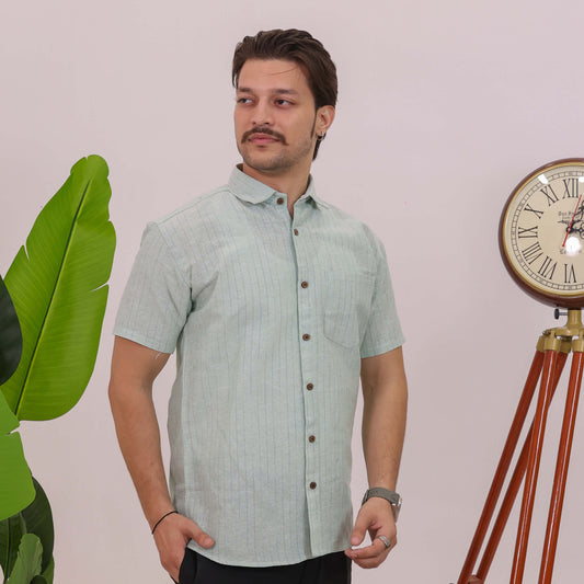 Green Softline Cotton Shirt for Men | Half Sleeves