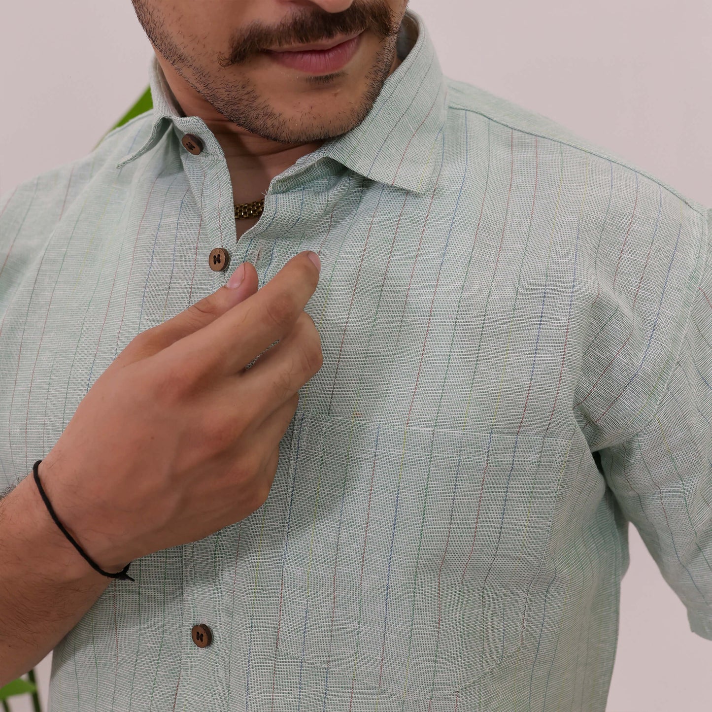 Green Softline Cotton Half Sleeves Shirt with Black Pant Combo Set