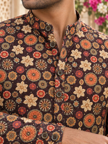 Wine Maharaja Printed Men's Kurta