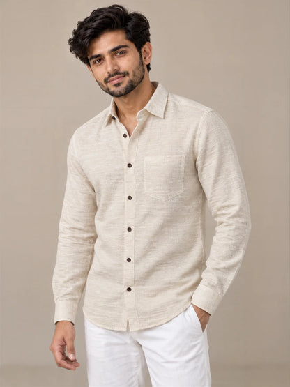 Shudh Linen Cream Full Sleeve Shirt
