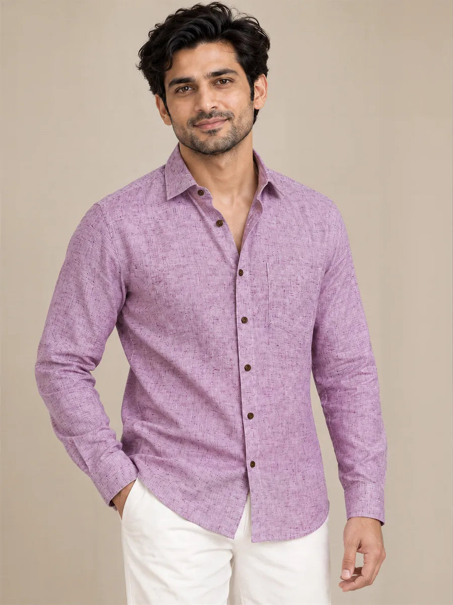 Purple Light Slub Full Sleeve Shirt