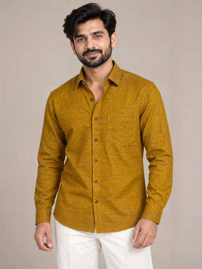 Mustard Dark Slub Full Sleeve Shirt