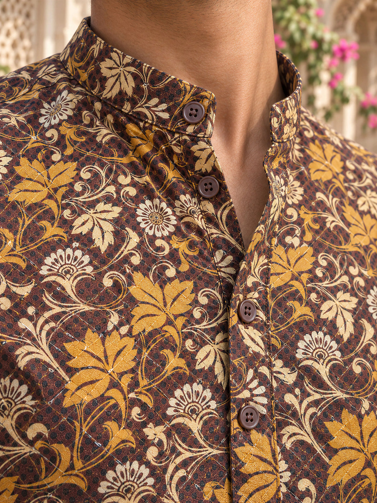 Brown Regal Printed Men's Kurta