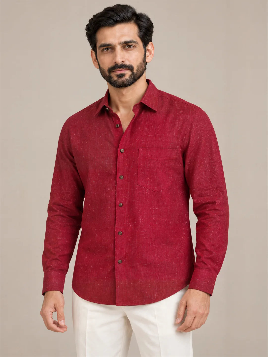 Mahroon Dark Slub Full Sleeve Shirt