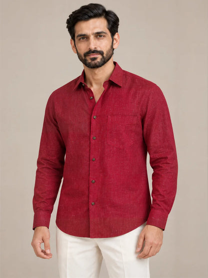 Mahroon Dark Slub Full Sleeve Shirt