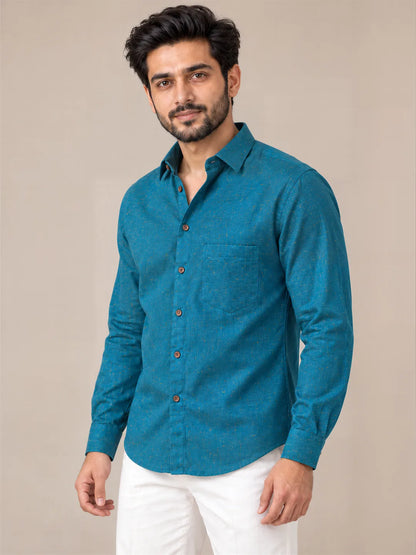 Blue Dark Slub Full Sleeve Shirt