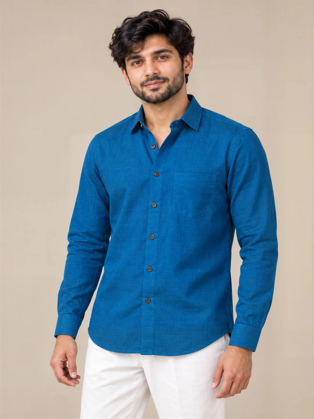 Dark Blue Milky Cotton Full Sleeve Shirt