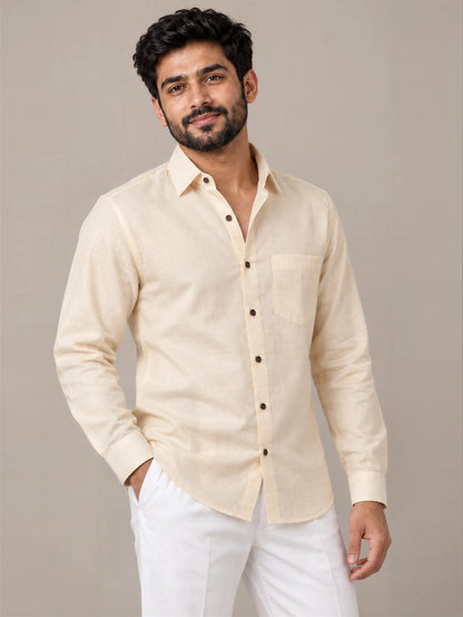 Milky Cotton Cream Full Sleeve Shirt