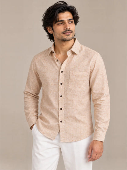 Peach Light Slub Full Sleeve Shirt