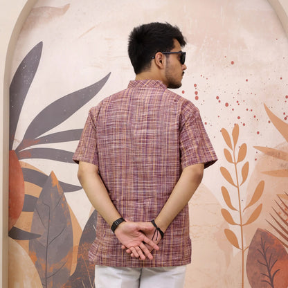 Pink Pure South Cotton Half Sleeve Short Kurta