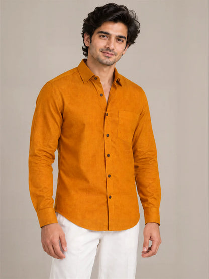 Yellow Dark Slub Full Sleeve Shirt
