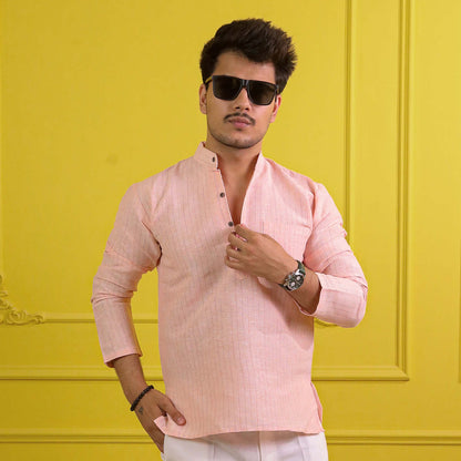 Pink Softline Full Sleeves Short Kurta