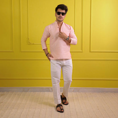 Pink Softline Full Sleeves Kurta Pant Combo Set