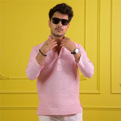Pink Softline Full Sleeves Short Kurta