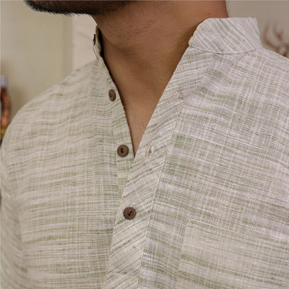 Green Abhilasha Pure Cotton Half Sleeve Short Kurta
