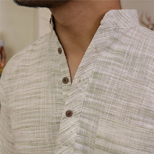 Green Abhilasha Pure Cotton Half Sleeve Short Kurta