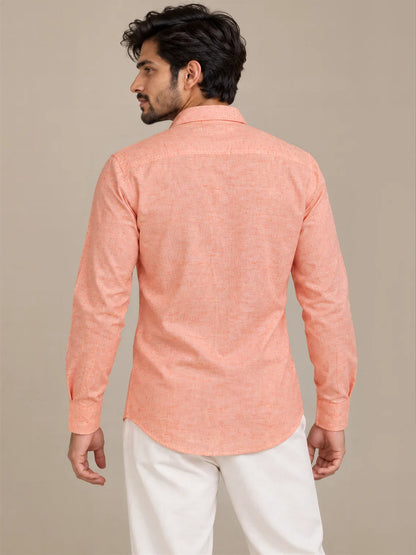 Orange Light Slub Full Sleeve Shirt
