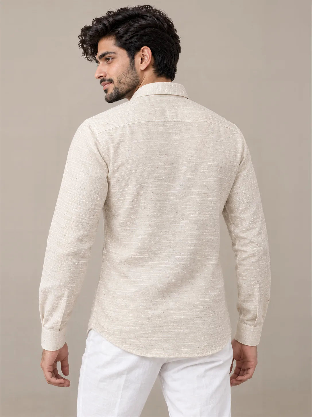 Shudh Linen Cream Full Sleeve Shirt