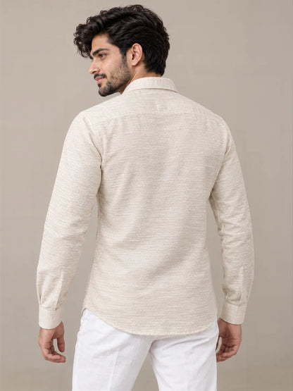 Shudh Linen Cream Full Sleeve Shirt
