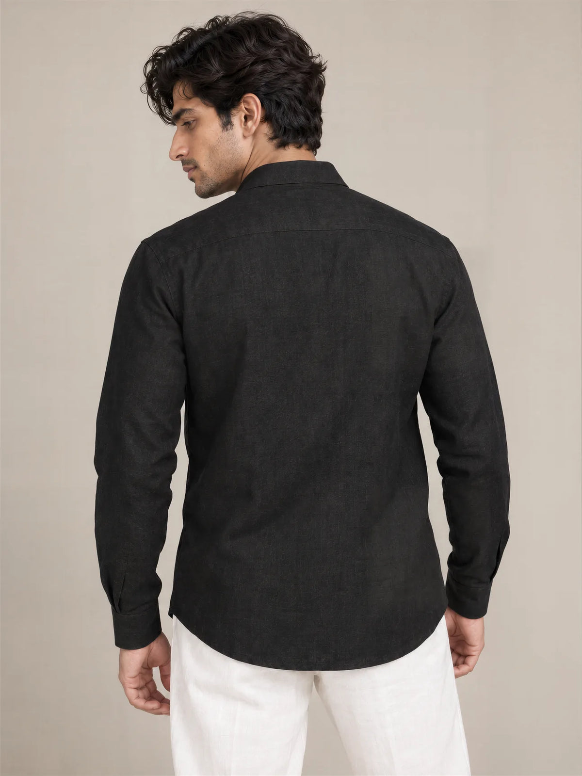 Black Milky Cotton Full Sleeve Shirt