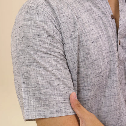 Grey Soft Linen Cotton Blend Half Sleeve Kurta